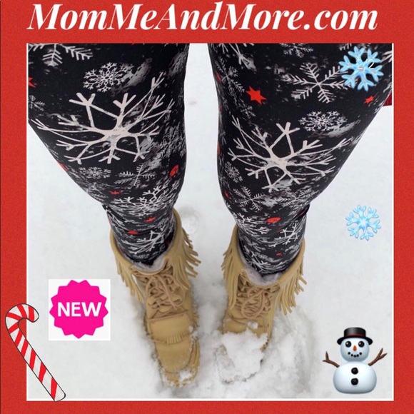 Plus NEW Womens Christmas Snowflake Leggings Buttery Soft Yoga Pant - Picture 5 of 8